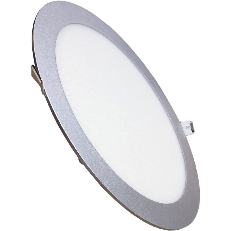 foto del prodotto led atomant pannello led da incasso rotondo piatto cornice d argento 300mm, 24w, colore bianco neutro 4500k , 2200 lumen, apertura 280mm