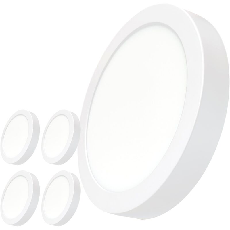 foto del prodotto led atomant sl led atomant confezione da 5 plafoniera led da soffitto rotonda 220mm 20w, colore bianco freddo 6500k , 1800 lumens, driver incluso