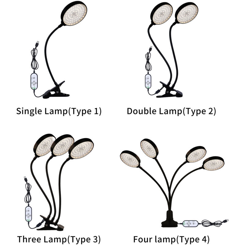 foto del prodotto led coltiva la luce spettro completo bianco 4 8 12h timer 5 livelli di luminosit clip per coltivare piante per piantine da interno lampade usb a