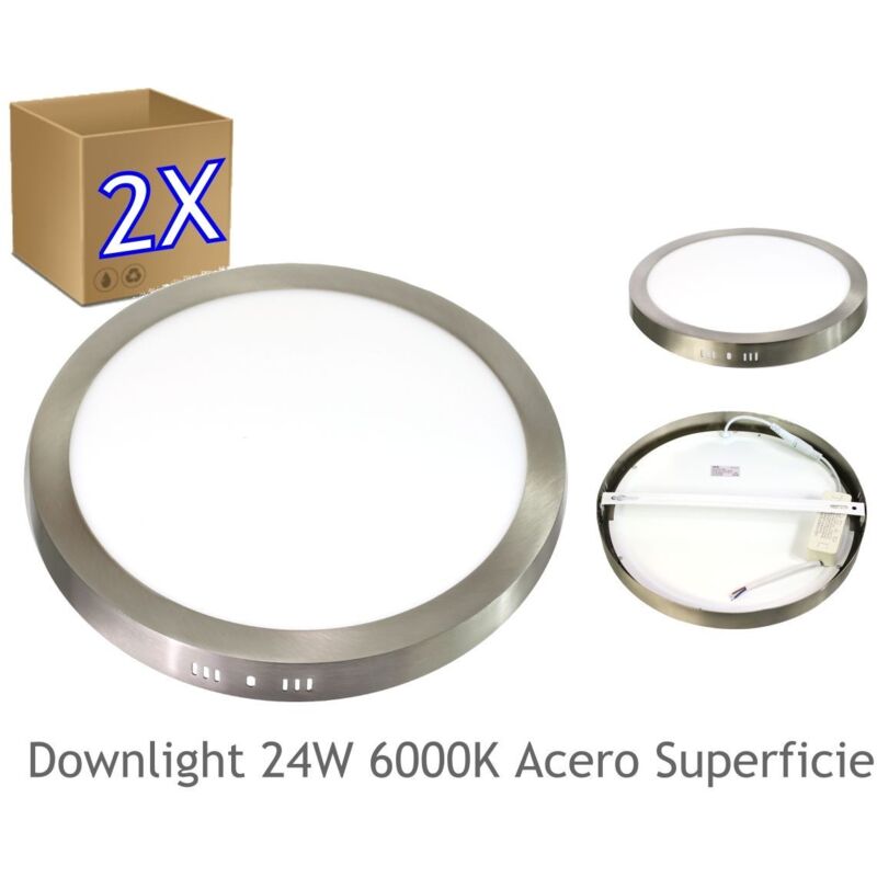 foto del prodotto led di downlight 2x 24w 6000k superficie in acciaio di downlight round jandei