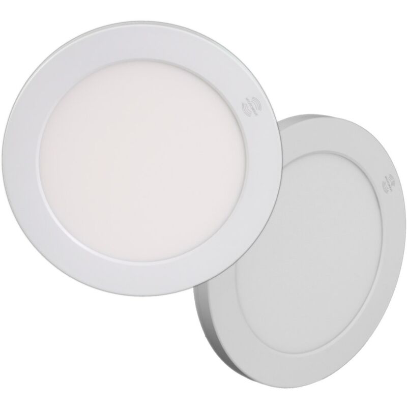 foto del prodotto led di downlight 3 in 1 18w 120lm w, sensore di movimento, superficie a led incassata e downlight jandei