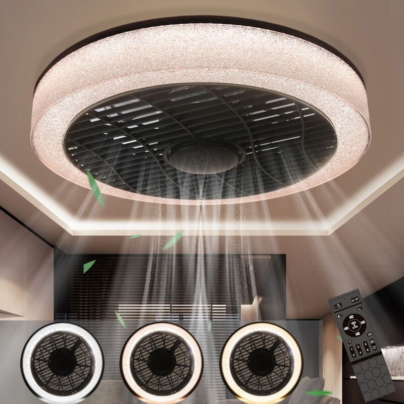 foto del prodotto led dimmer ventilatore da soffitto incluso nero moderno illuminazione interna 39.5cm soggiorno i camera da letto i cucina i sala da pranzo, con