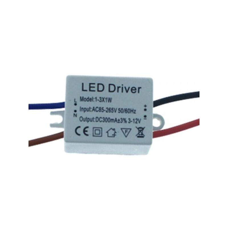 foto del prodotto led driver cc 300ma 3v 12vdc 3x1w trasformatore alimentatore corrente costante 3w