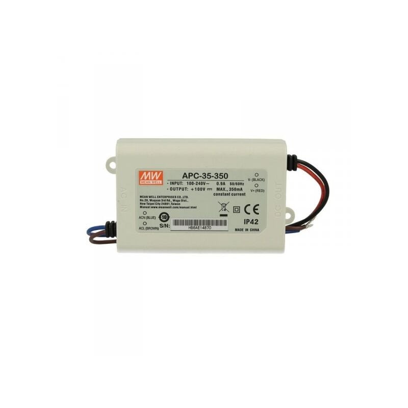 foto del prodotto led driver cc mw mean well apc 35 350 trasformatore 350ma 28v 100v dc 35w corrente costante ip42
