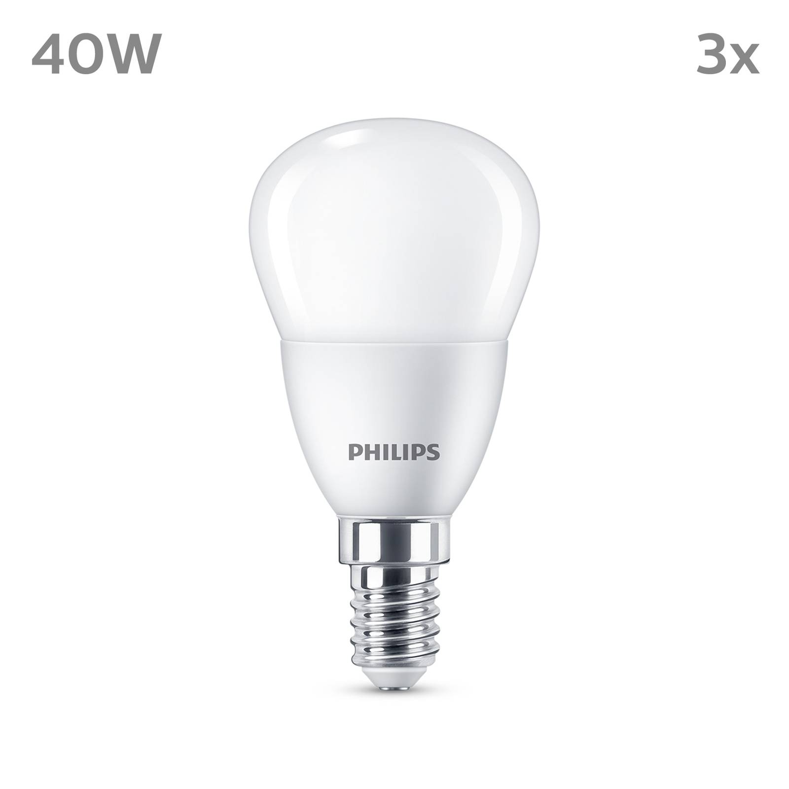 foto del prodotto led e14 sfera, confezione da 3 lampadine, equivalente a 40 w, lampadine led smerigliate, plastica, luce bianca calda 2700k, led a risparmio