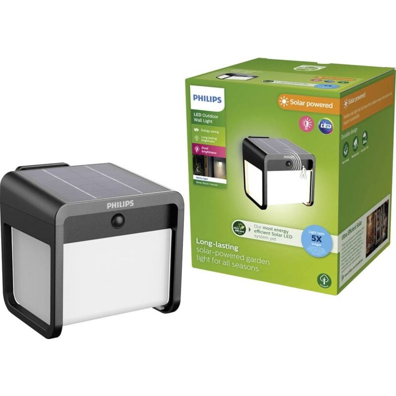 foto del prodotto led ezra 929004631601 lampada solare da parete per esterno con rilevatore di movimento led monocolore 1.8 w n philips