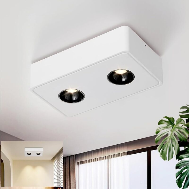 foto del prodotto led faretti da soffitto montati a superficie 14w faretto montato a superficie bianco faretto montato a superficie con 2 fiamme bianche calde per