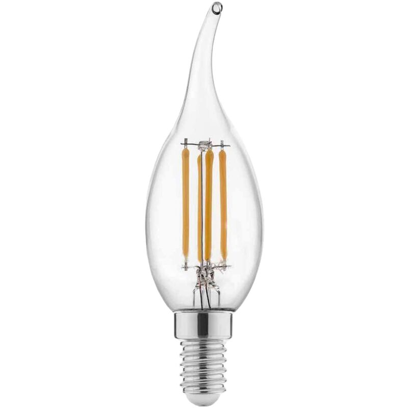 foto del prodotto led fiamma 4,0w e14 lumen 470 2700k fil. trasp. 10 pz