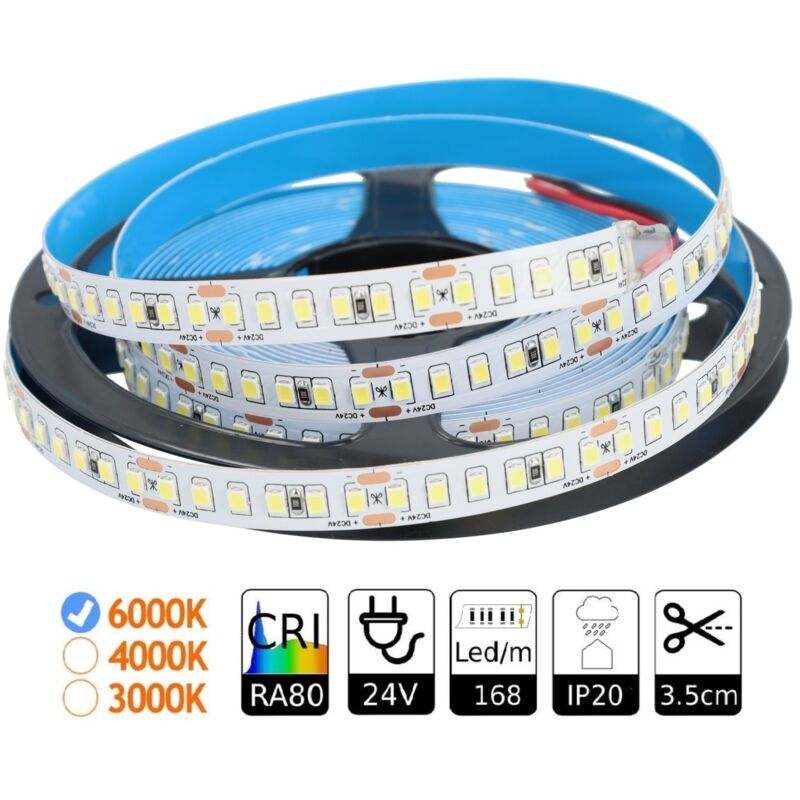 foto del prodotto led interno tira 6000k 168 led smd2835 15w pcb 3 once 5 metri strips jandei