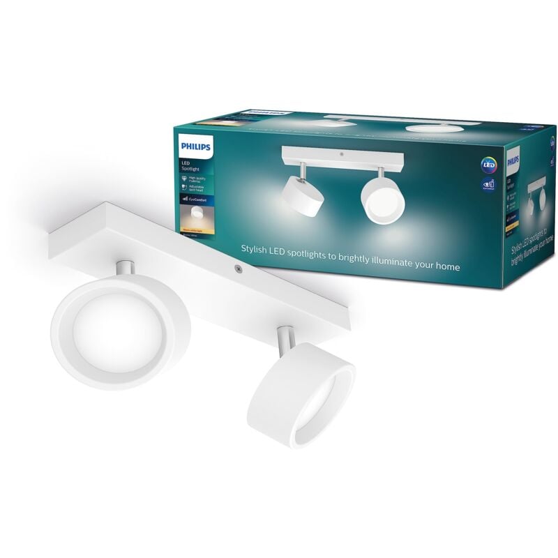 foto del prodotto led lampada a faretto bracia, luce calda, 5.5w, 2 punti luce, orientabile, bianco - philips