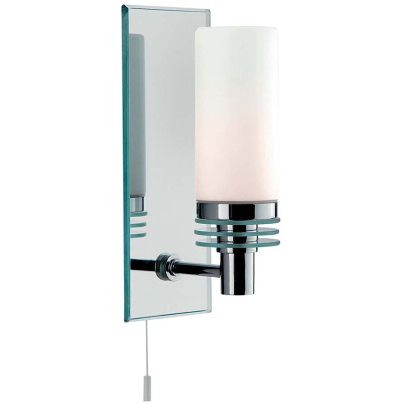 foto del prodotto led lampada a parete spot cromo specchio luce vetro opale bianco illuminazione bagno