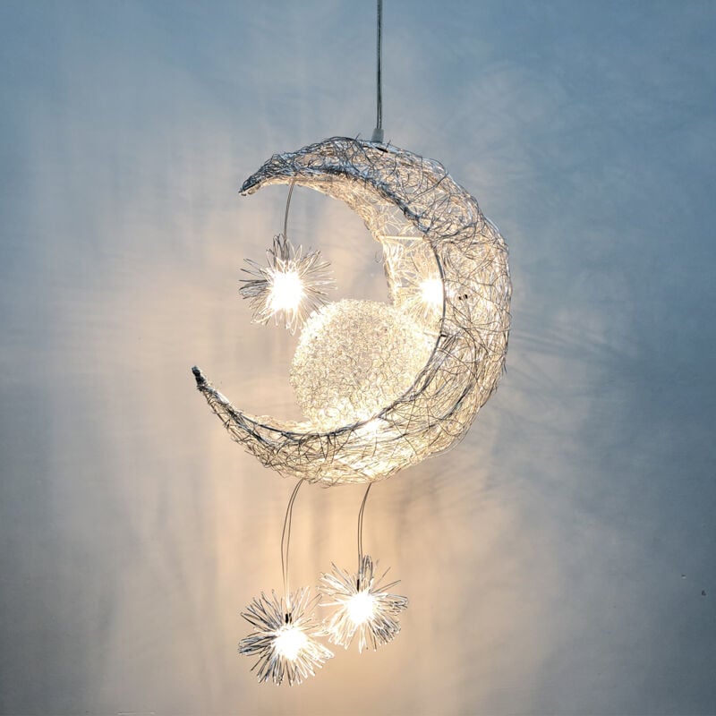 foto del prodotto led lampada a sospensione lampadario luna plafoniera moderna per bambino amico camera da letto