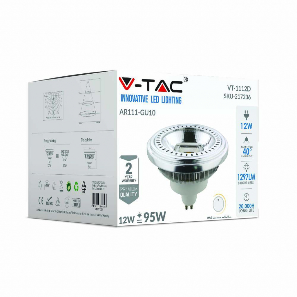 foto del prodotto led lampada ar111 12w gu10 6400k dimmerabile luce fredda