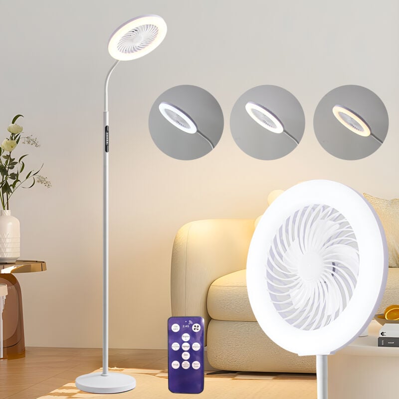 foto del prodotto led lampada da terra fan cestello 28cm bianco 11w luminosit regolabile con telecomando funzione touch lampada da terra moderna per