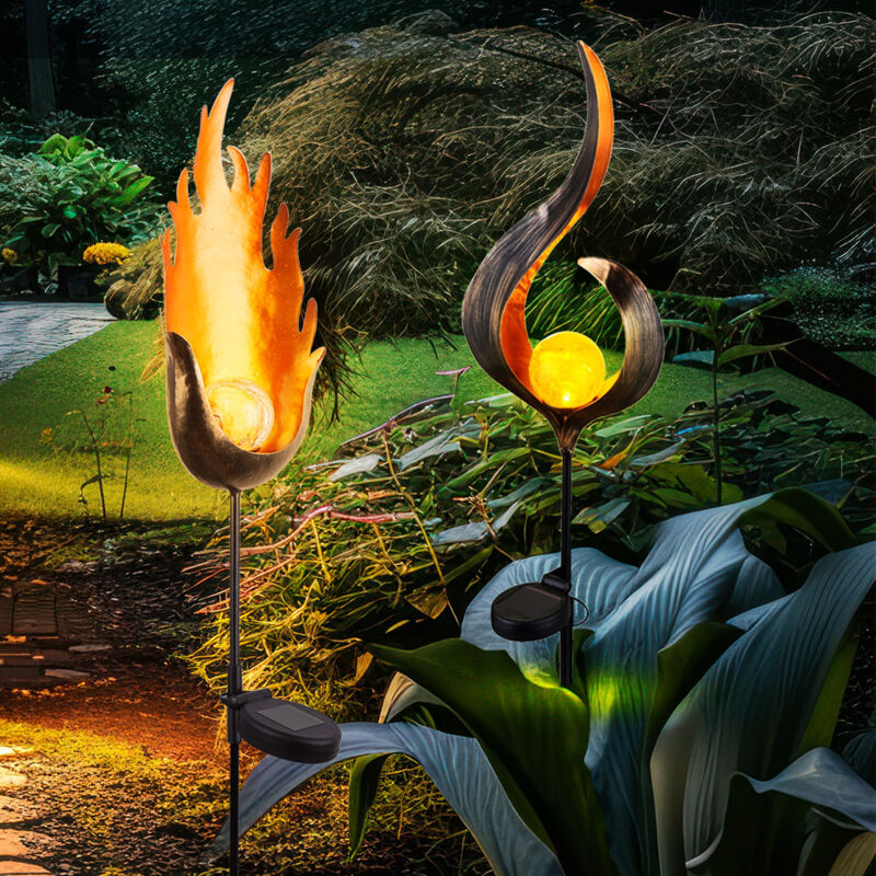 foto del prodotto led lampada solare luce esterna picco terra giardino decorazione fiamma design plug in lampada giardino luce fiamma design, set di 2