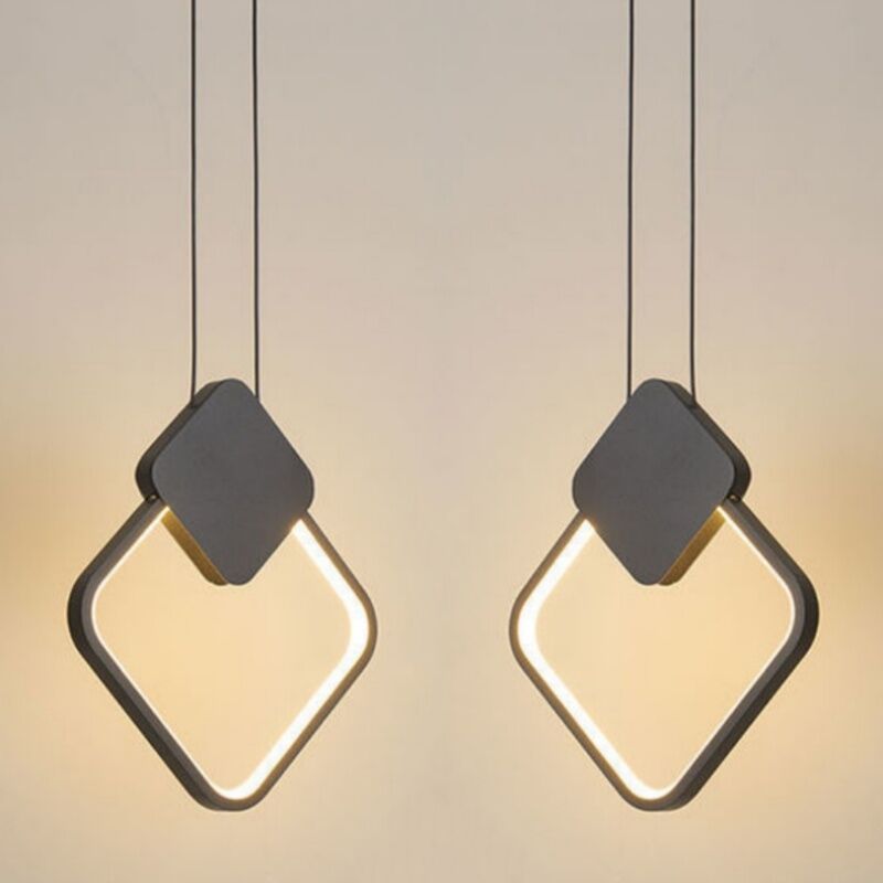 foto del prodotto led lampadario a sospensione industriale lampada da soffitto semplice plafoniera nero regolabile luce bianco caldo 2 pezzi