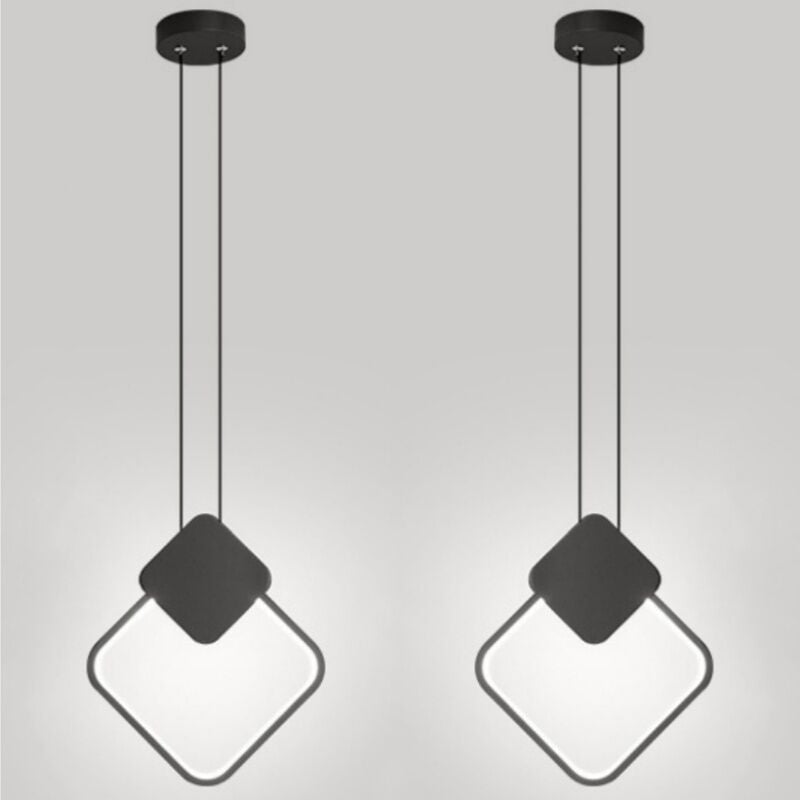 foto del prodotto led lampadario a sospensione industriale lampada da soffitto semplice plafoniera nero regolabile luce bianco fredda 2 pezzi