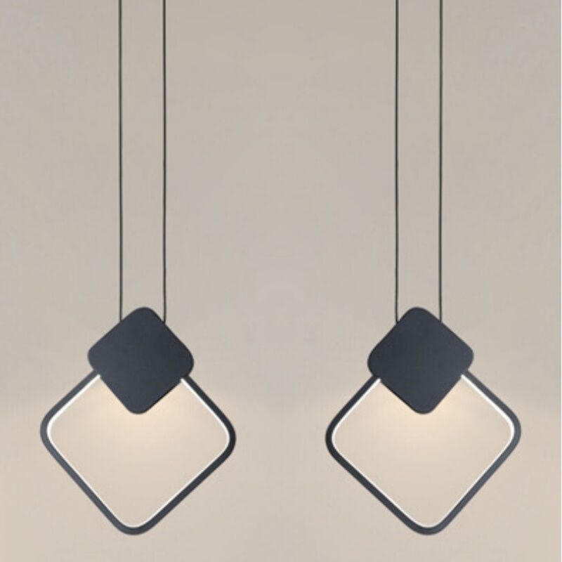 foto del prodotto led lampadario a sospensione industriale lampada da soffitto semplice plafoniera nero regolabile luce neutra 2 pezzi