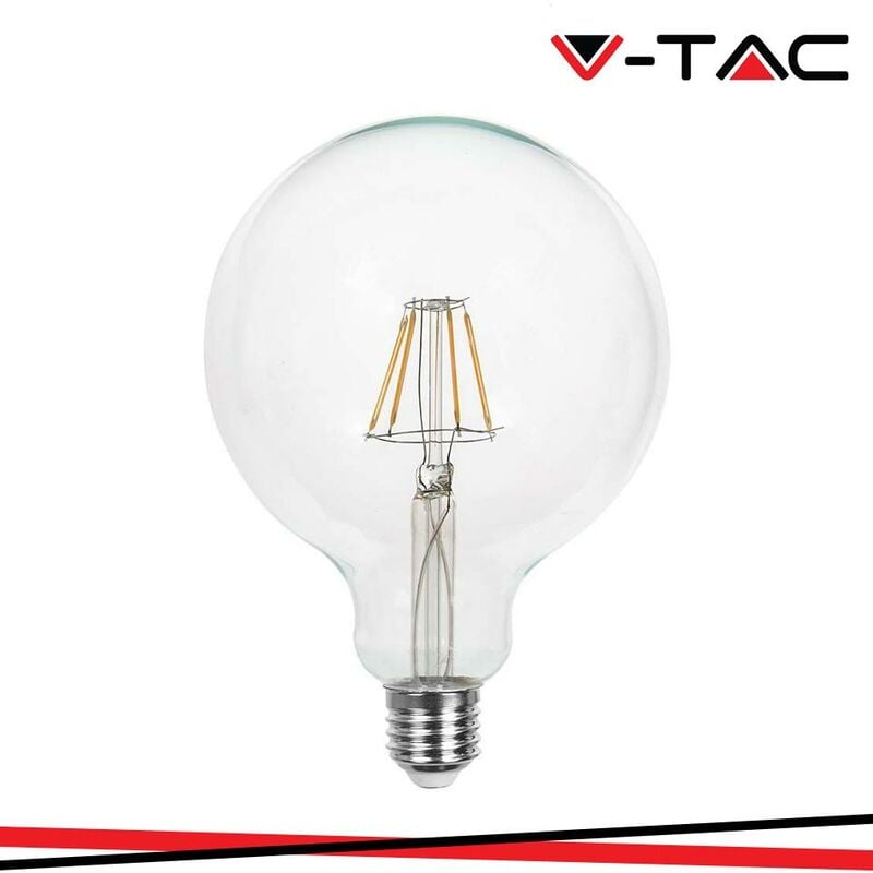 foto del prodotto led lampadina 10w filamento e27 g125 clear cover 3000k luce calda
