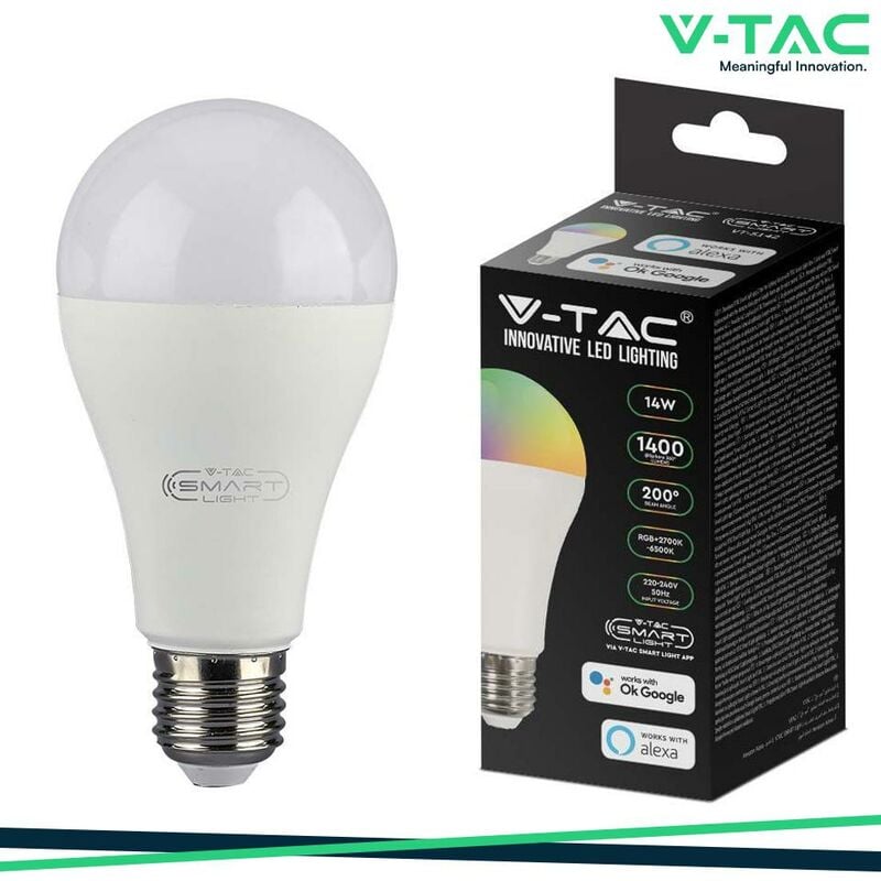 foto del prodotto led lampadina 14w e27 a65 ra80 rgb ww cw