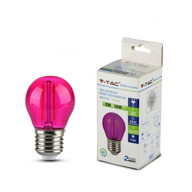 foto del prodotto led lampadina 2w filamento e27 g45 colore rosa