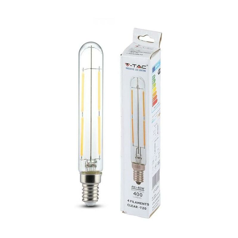 foto del prodotto led lampadina 4w e14 t20 filamento clear glass 4000k luce naturale