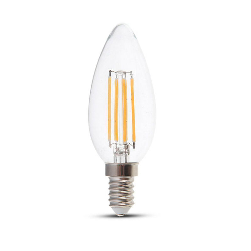 foto del prodotto led lampadina 4w filamento e14 clear cover candela 3000k luce calda