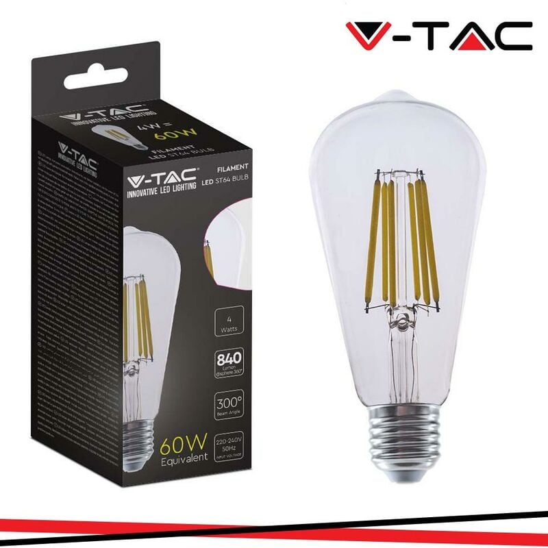 foto del prodotto led lampadina 4w filamento e27 st64 clear cover 4000k luce naturale