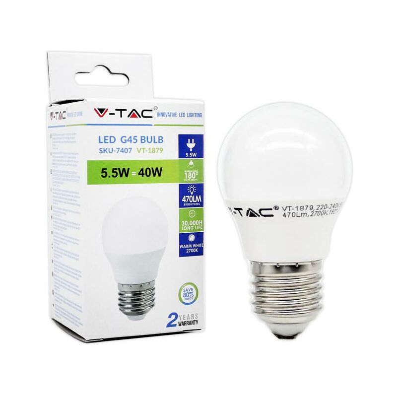 foto del prodotto led lampadina 5.5w e27 g45 bianco naturale 4000k luce naturale