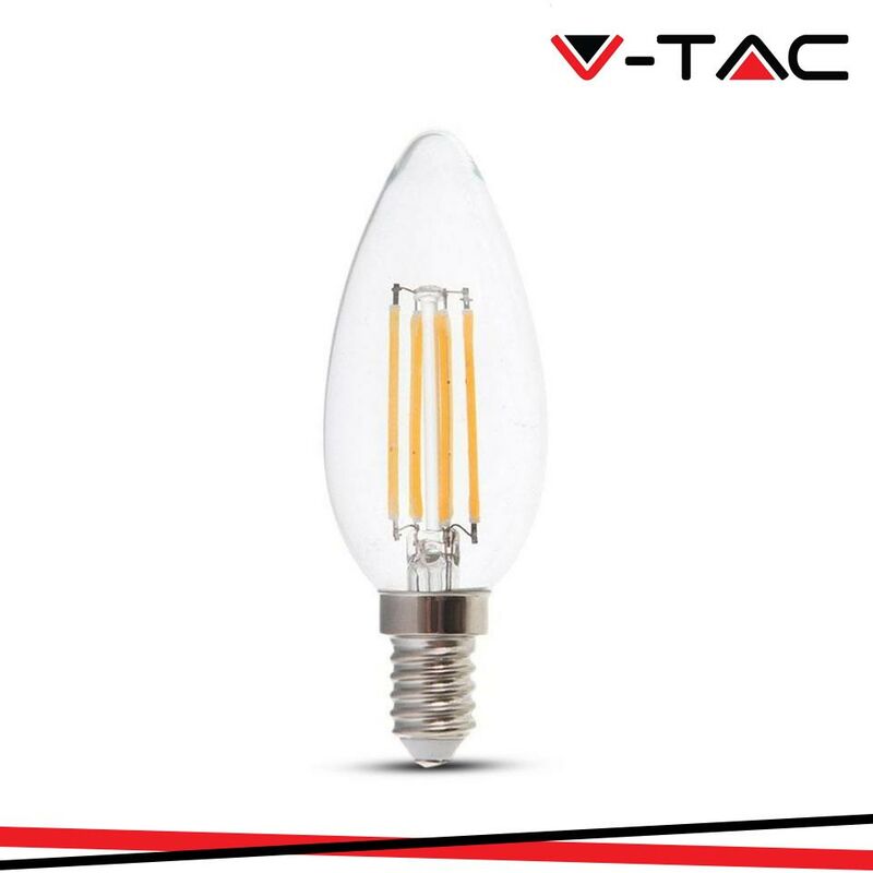 foto del prodotto led lampadina 6w filamento e14 clear cover candela 6400k luce fredda