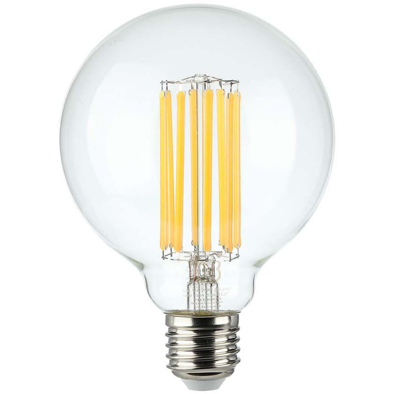 foto del prodotto led lampadina 6w filamento e27 g95 clear cover 2700k luce calda