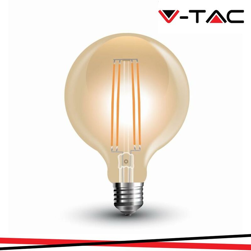 foto del prodotto led lampadina 7w filamento e27 g95 amber cover 2200k luce calda