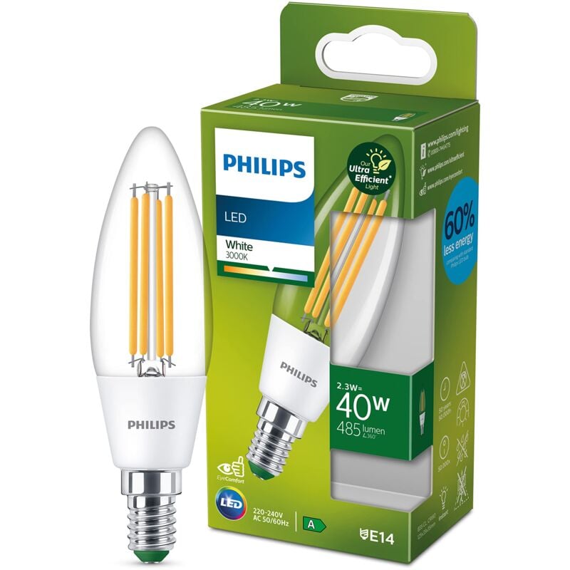 foto del prodotto led lampadina classe a ultra efficiente, 4w, 3000k, e14 philips
