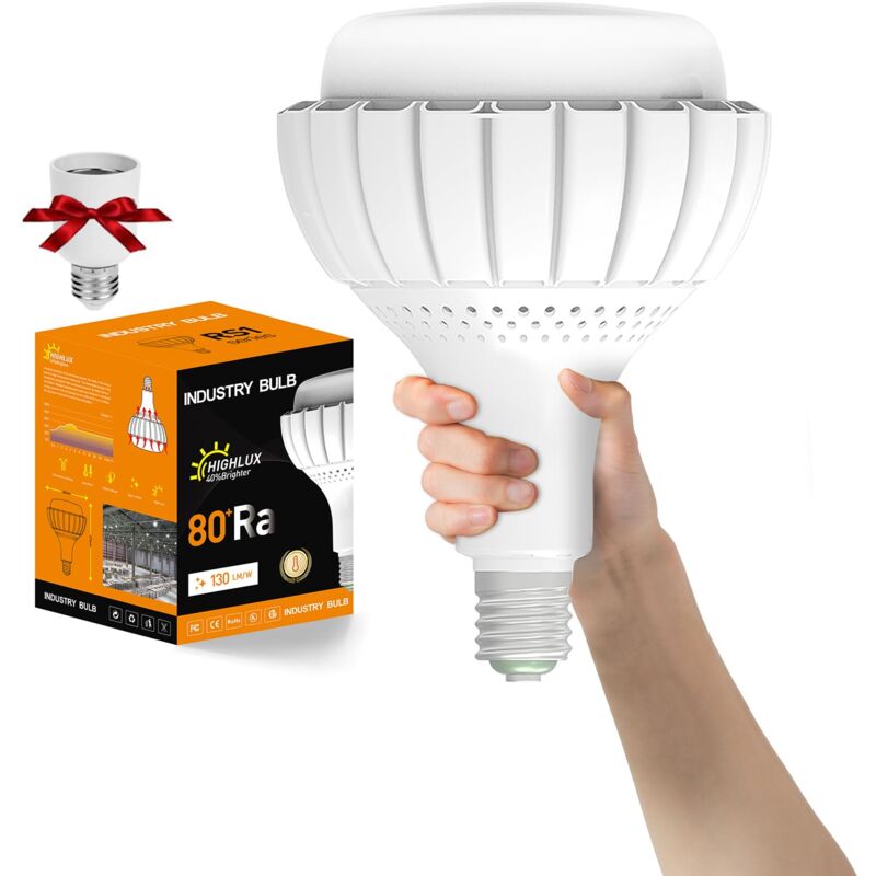 immagine 0 del prodotto led lampadina e40 100w luce bianco freddo con e27 adattatore, equivalenti 800w incandescenza, 13000lm industriale lampadine a led, 6500k risparmio