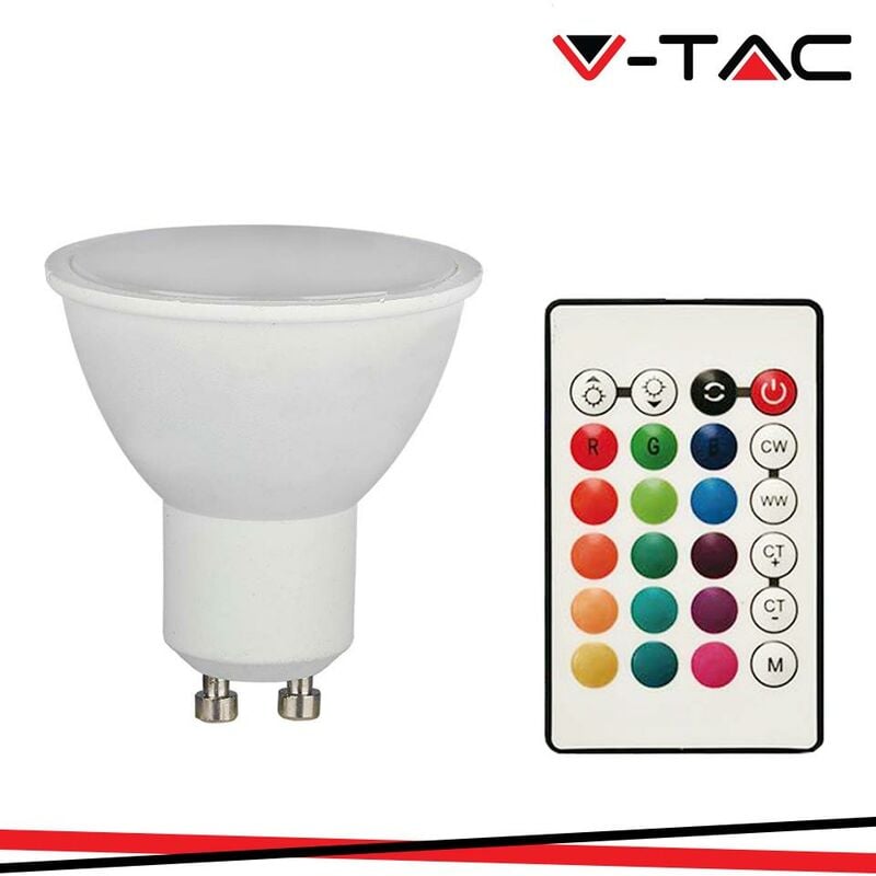 foto del prodotto led lampadina gu10 4.8w with rf controllo rgb 3000k dimmerabile luce calda