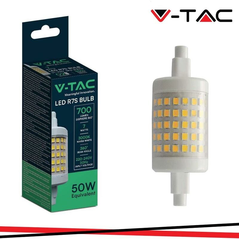 foto del prodotto led lampadina plastica 7w r7s 78mm 6500k luce fredda