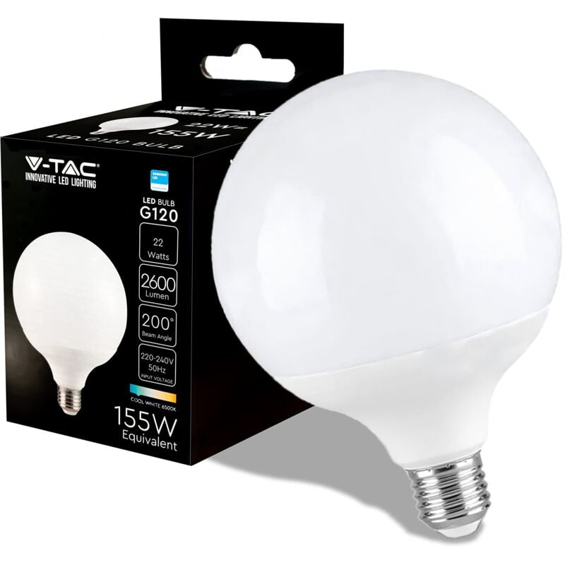foto del prodotto led lampadina samsung chip 22w e27 g120 plastica 6500k 120 lm w luce fredda