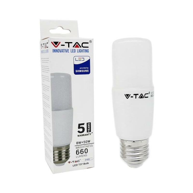 foto del prodotto led lampadina samsung chip 8w e27 t37 plastica 4000k luce naturale
