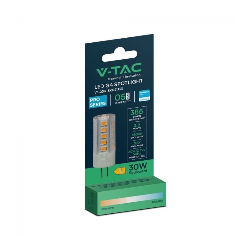 foto del prodotto led lampadina samsung chip g4 3.2w plastica 4000k luce naturale