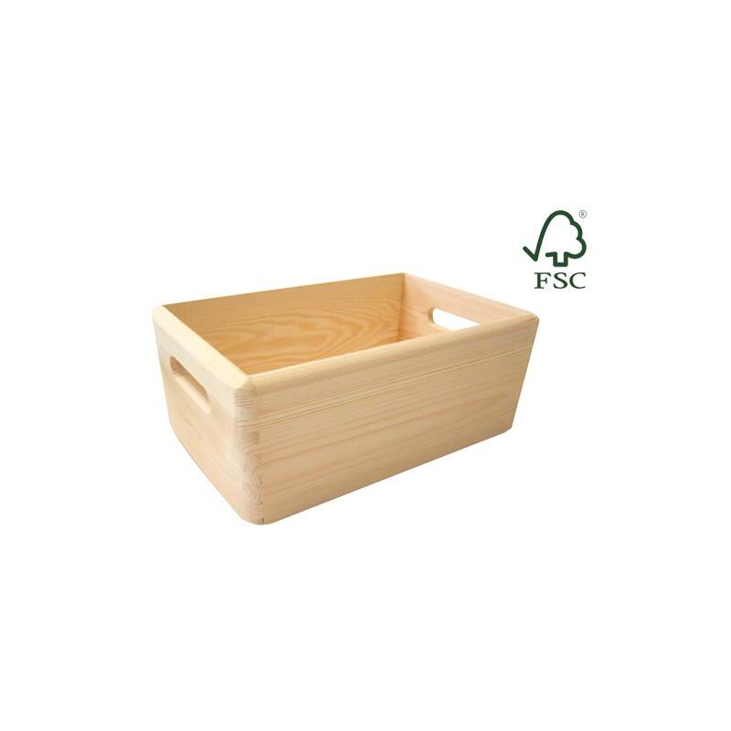 foto del prodotto led leds - cesta cassetta portaoggetti in legno massello alberiamo - mod. l - 40x30xh19 cm