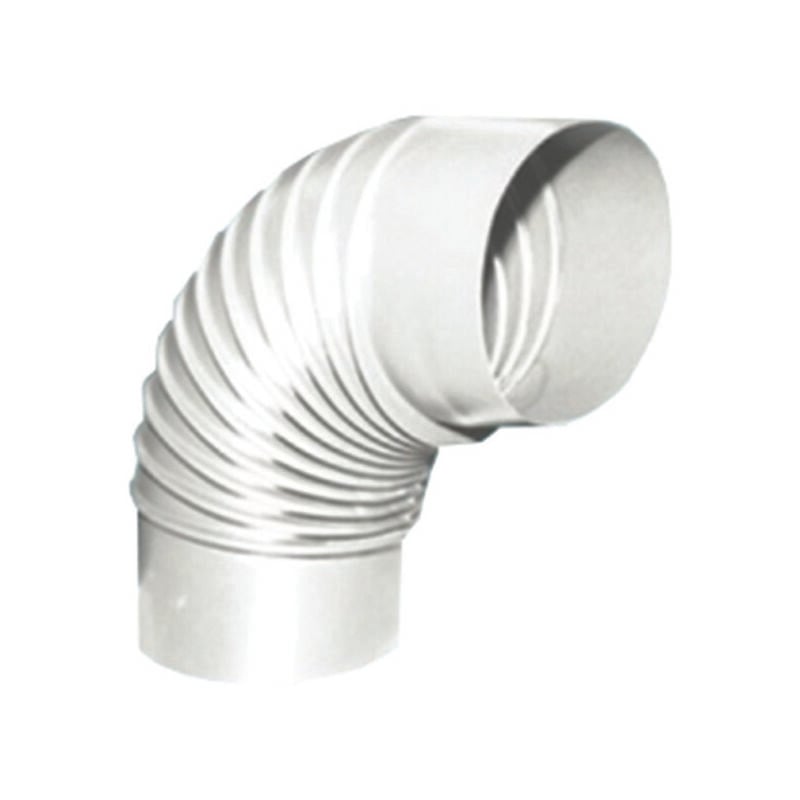 foto del prodotto led leds gomito 90 porcellanato per stufe a legna bianco ala smalto classic mm.150