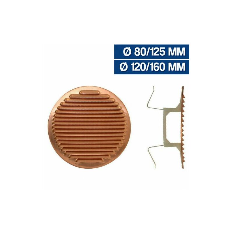 foto del prodotto led leds griglia di areazione in rame tonda con molla e rete mm 80 125 o 120 160 29191v d.80 125 mm 29191 