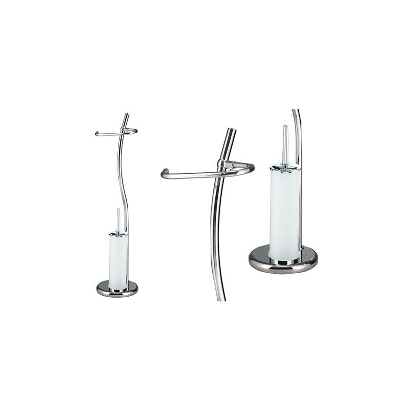 foto del prodotto led leds piantana da bagno brixo 2in1 cromo con portascopino h 77 cm arredo bagno
