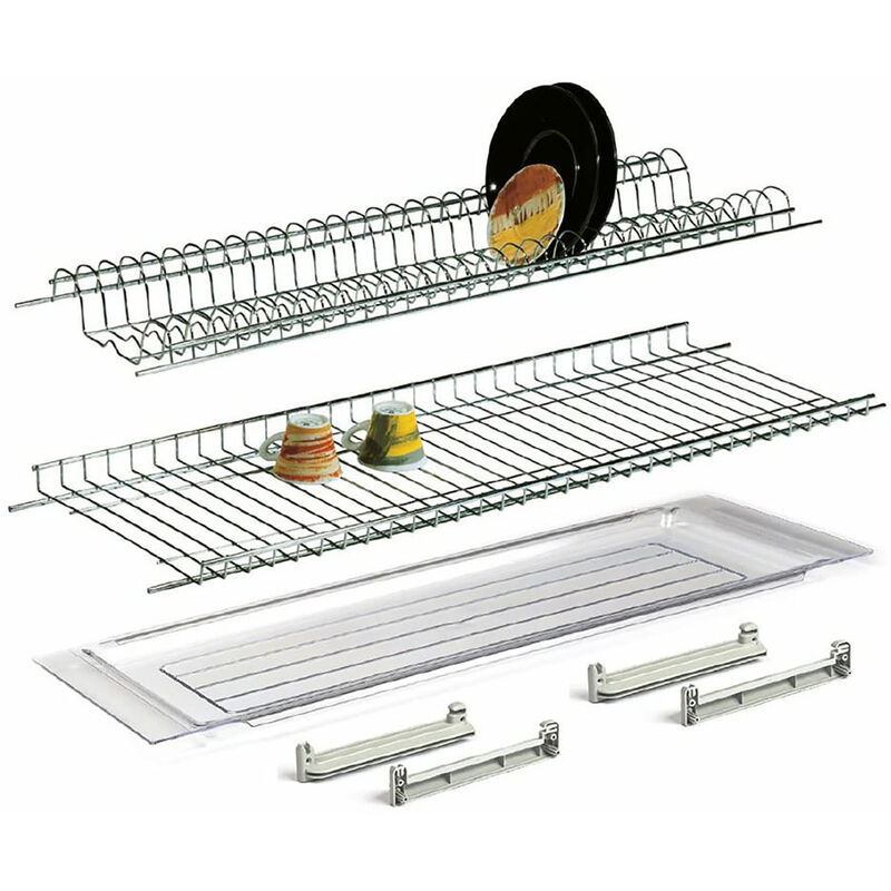 foto del prodotto led leds scolapiatti per pensile cm. 86 acciaio crom. con vaschetta