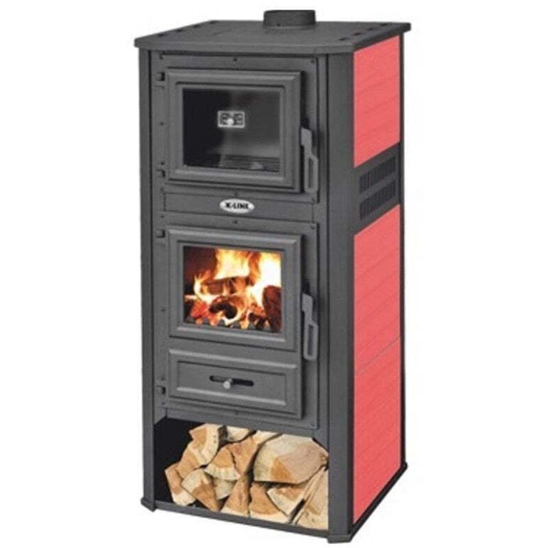 foto del prodotto led leds - stufa riscaldamento a legna con forno struttura in acciaio 11.3 kw kalorosa - red