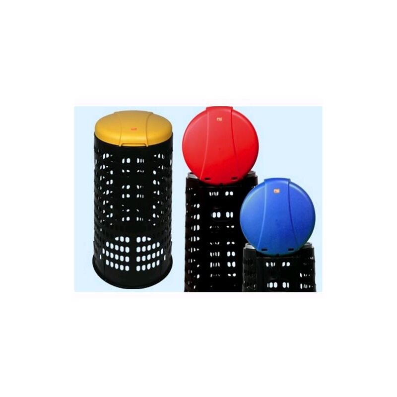 foto del prodotto led leds trespolo bidone tata con coperchio giallo per raccolta differenziata 38x80cm