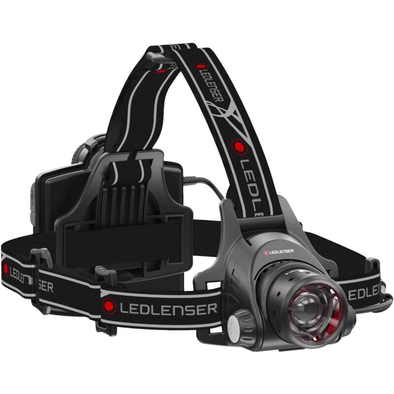 foto del prodotto led lenser lampada frontale ledlenser h14r.2 7299r 1000 lm con pacco batteria e accessori nella confezione