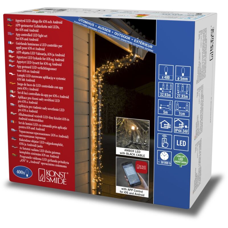 foto del prodotto led luce catene, con funzione multi, app gesto uert, plastica, nero konstsmide