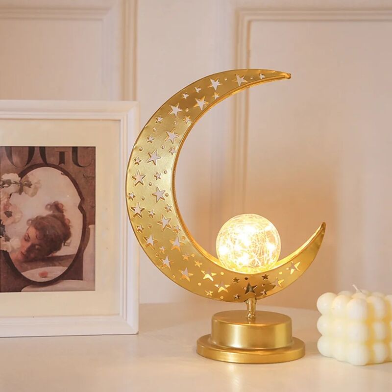 foto del prodotto led magic moon night light galaxy lampada, lampada da tavolo a luce notturna in ferro battuto fatta a mano 3d, decorazioni per la casa