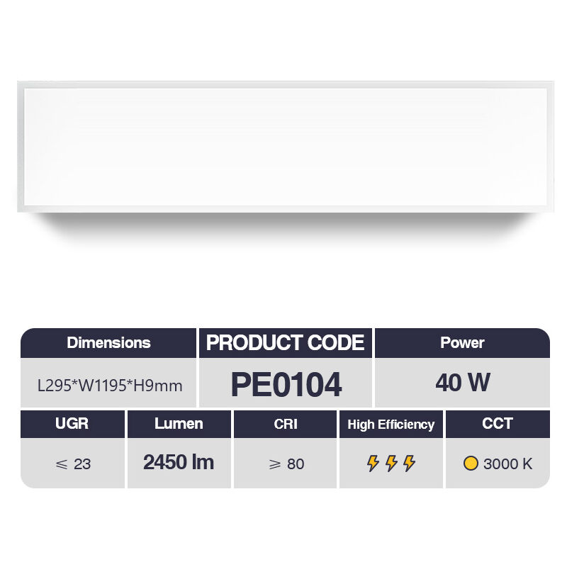 foto del prodotto led pannelli 40w 3000k bianco 2450lm 110 cri 80 ugr 23 pf0.9 garanzia 2anni l295xw1195xh9mm kosoom